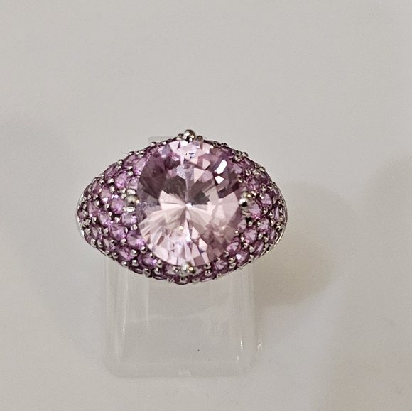Rare Victoria Wieck Kunzite & Pink Sapphire Ring Sterling Silver Size 7. - Picture 12 of 16